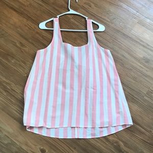 Loft pink and white stripe tank top